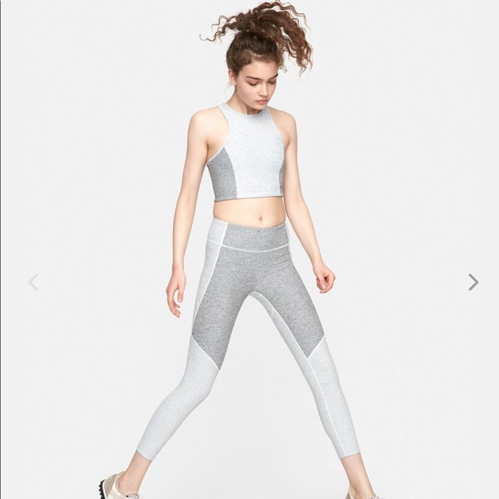 Outdoor Voices 3/4 Two-Tone Leggings, Dove/Ash XS